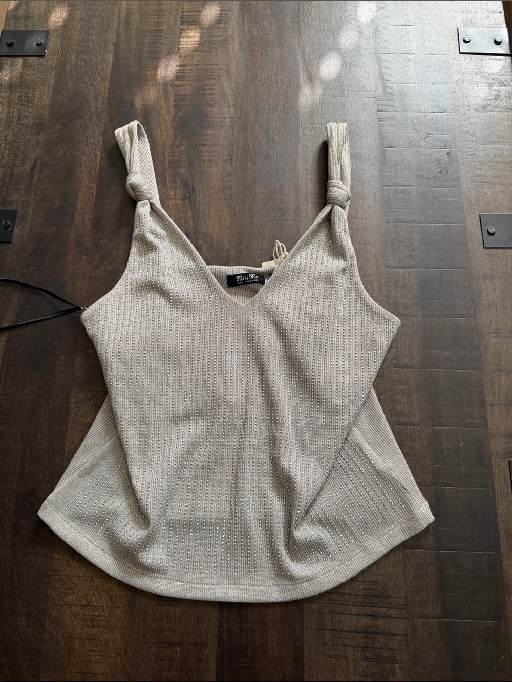 Miss Me Cream Knit Knot-Shoulder Camisole